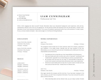 Clean Resume and Cover Letter Template, Instant Download Minimalist CV Design, Clean and Professional Resume Template for Corporate Jobs