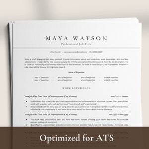 Simple Google Docs Resume Template, ATS Friendly Resume Cover Letter, Word, Google Docs CV, 1-3 Page Resume, Minimalist Resume to Download