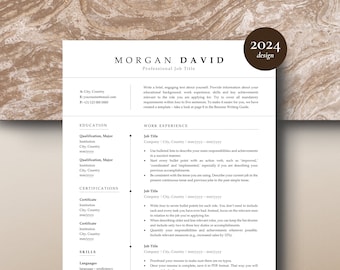 Resume Template Word, Apple Pages Resume, Professional Resume, CV Template, Clean Resume, Minimalist Resume, 1-2 Page CV Resume Cover Letter