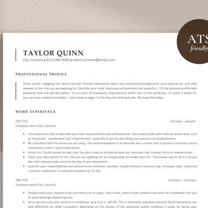 Professional Resume, ATS Resume Template and Cover Letter, Minimalist ATS Resume Template Word & Pages CV Template image 1