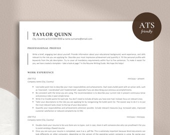 Szablon CV i list motywacyjny ATS, minimalistyczny szablon CV ATS, szablon Word i Pages, projekt CV ATS w jednej kolumnie