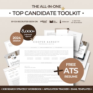 Job Search Planner, Tracker + FREE ATS Resume and Cover Letter Template, Job Search Bundle, Job Application Tracker, Workbooks and Guides