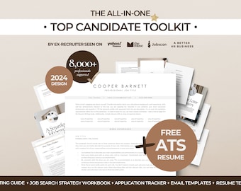 Job Search Planner and Tracker + FREE ATS Resume Template, Job Search Bundle, Job Application Tracker, Workbooks, Checklists, Templates