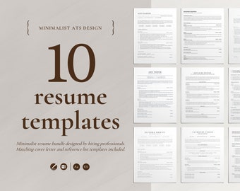 ATS Resume Bundle, 10 Minimalist Resume Templates, Professional ATS Resume Template - Resume Bundle, 10 CV Templates for Word and Pages