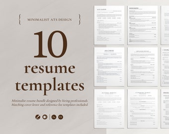 10 Minimalist Resume Templates: Professional ATS CV Bundle