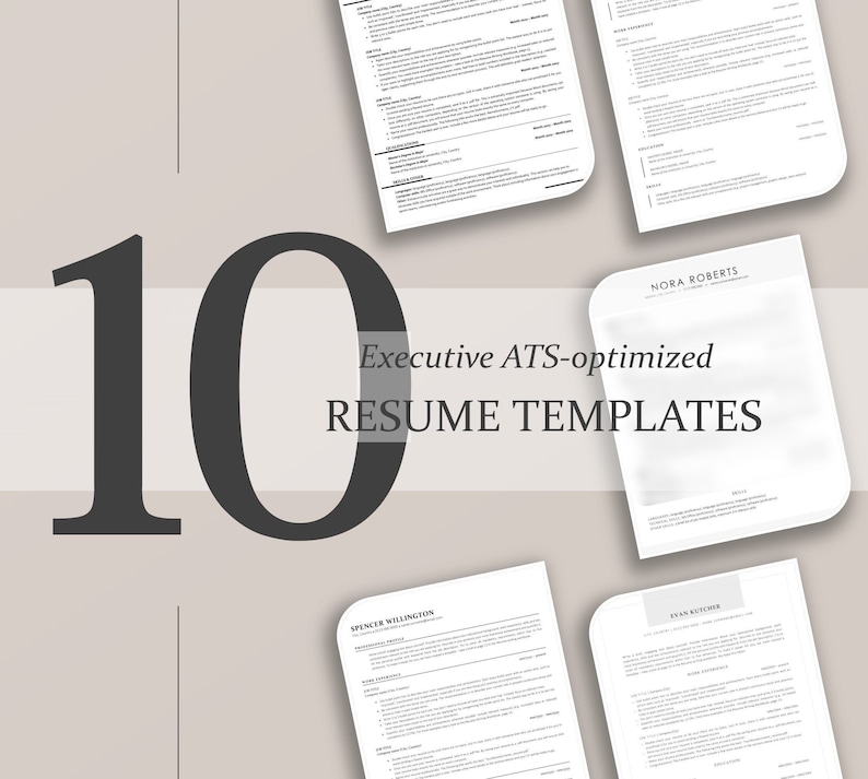 Executive ATS Resume Bundle, Download Ten ATS-optimized Resume Templates, Perfect CV Design for Experienced Professionals and Corporate Jobs image 1