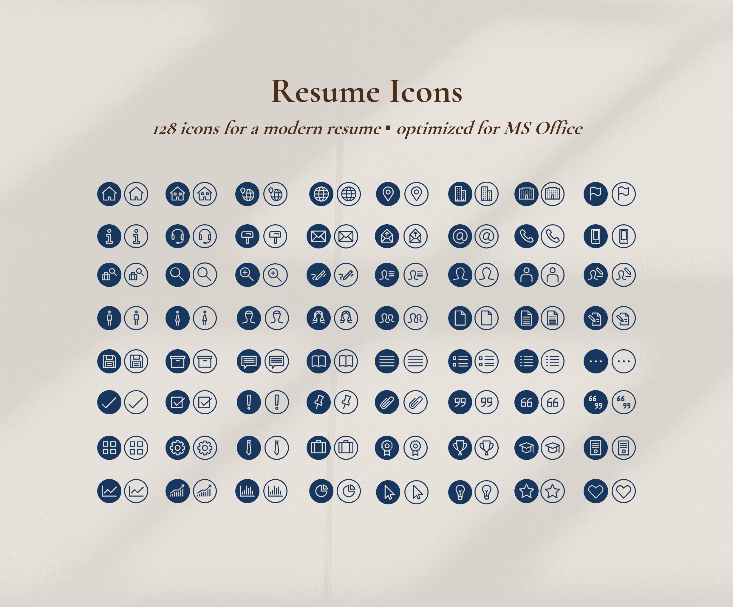 Resume Icons Instant Download 128 Blue Icons For A Resume Etsy