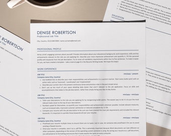 Einfache Lebenslauf-Vorlage für Google Docs, Word, Pages - ATS-freundliche Lebenslauf-Vorlage, minimalistische Lebenslauf-Vorlage + Anschreiben