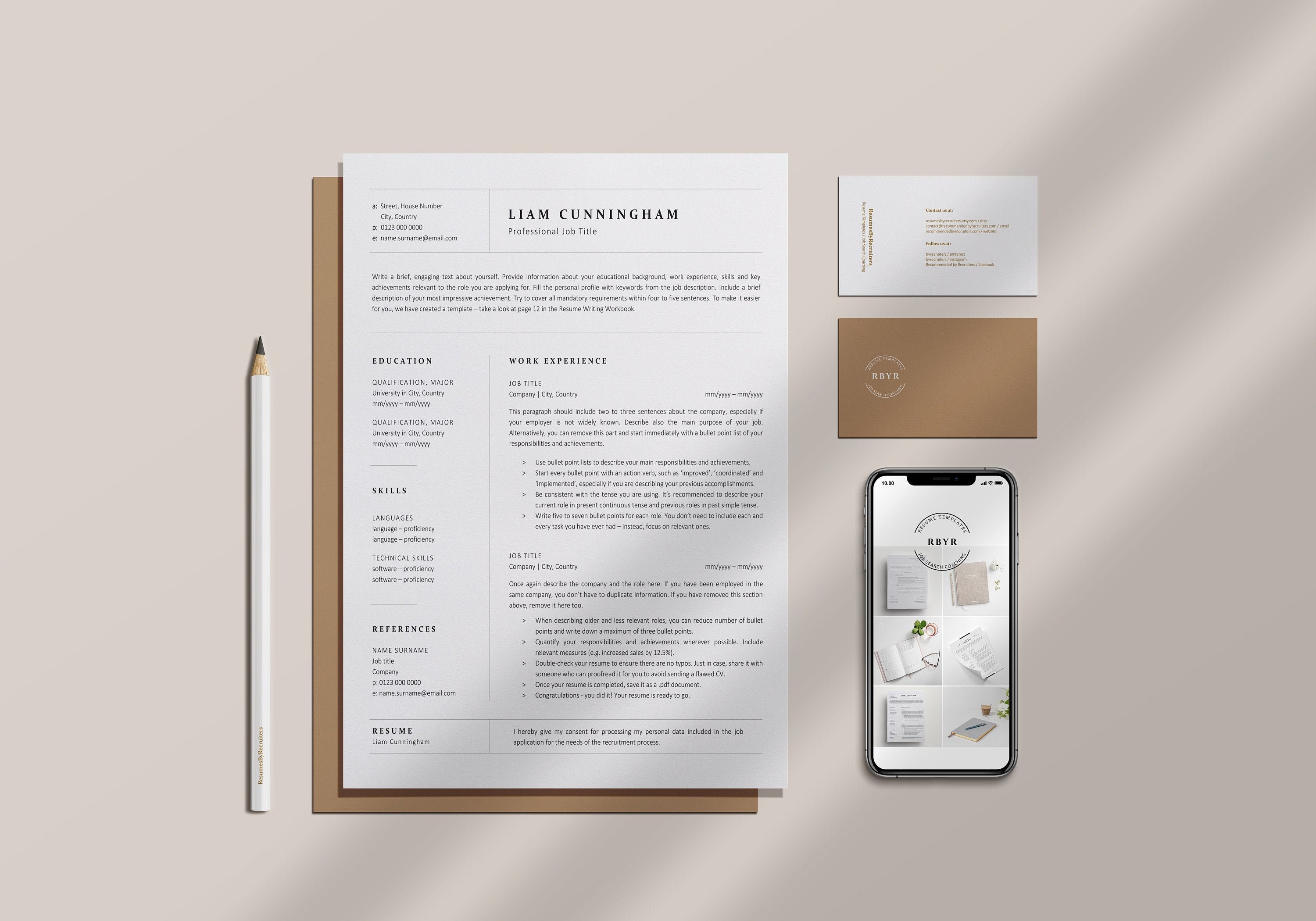 Clean Resume And Cover Letter Template Instant Download Etsy