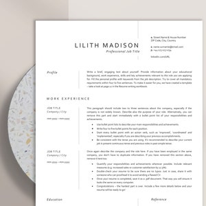 Plantilla de currículum elegante para Word, plantilla de currículum ejecutivo, plantilla de CV, carta de presentación de currículum moderno, CV de descarga instantánea, currículum elegante