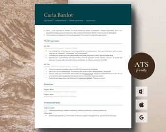 Google Docs Resume Template, Modern ATS Resume Google Docs, Word, Pages, ATS-friendly Resume, CV Template, Ats Resume Cover Letter