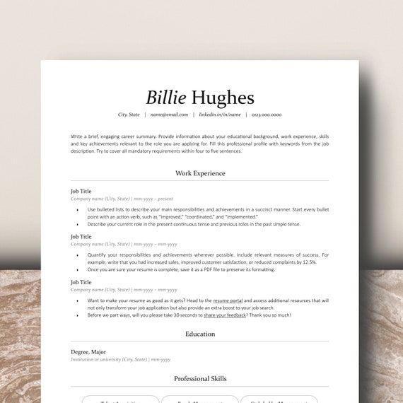 Resume Template 2026, Executive Resume, Clean Resume Template, Resume Word, Pages, 1-3 Page Resume Cover Letter, Minimalist CV Template