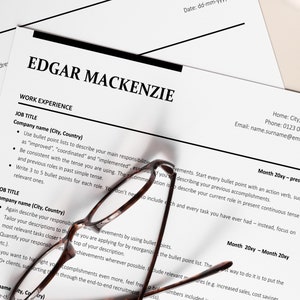 Plantilla de currículum ATS moderno, diseño de CV para descargar, currículum profesional y plantilla de carta de presentación en Word, currículum vitae