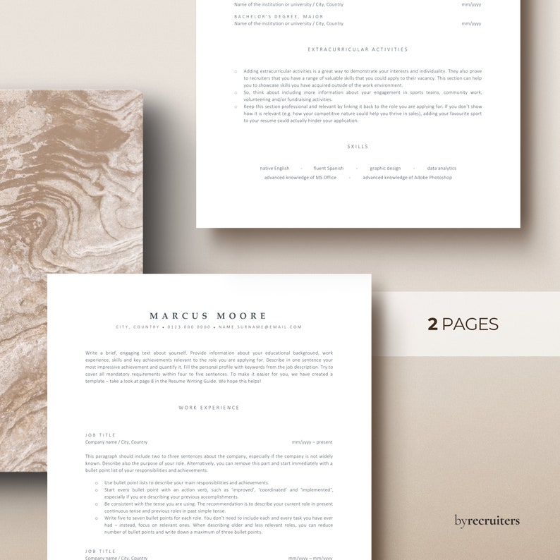 Clean ATS Resume Template, Simple Resume Template, Word, Pages, Minimalist ATS friendly Resume, Cover Letter, 1-3 Page Resume Template Word image 3