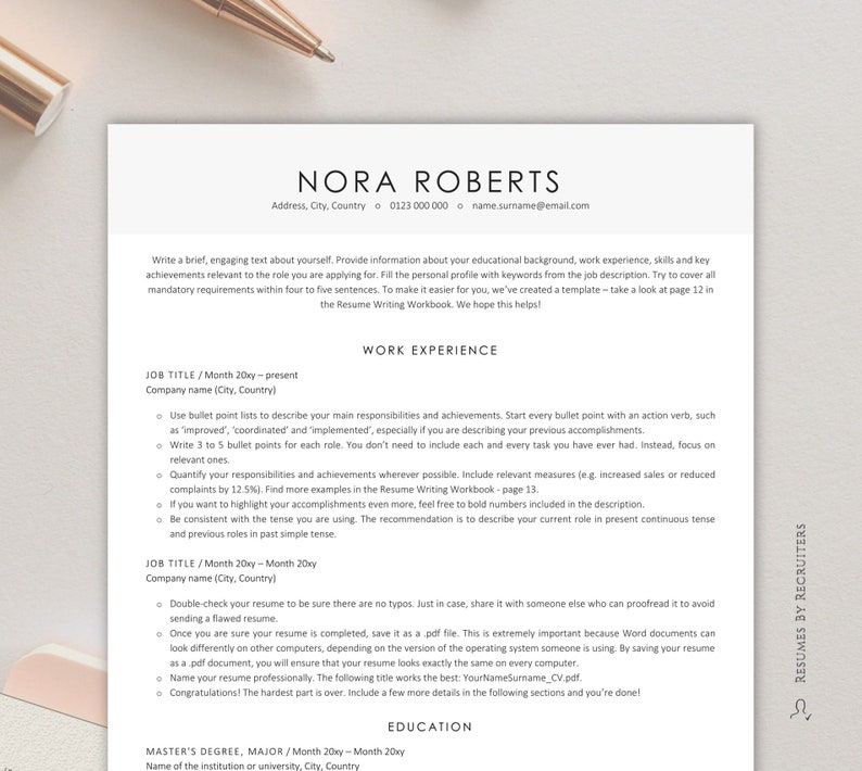 Two ats friendly resume templates instant download ats cv etsy