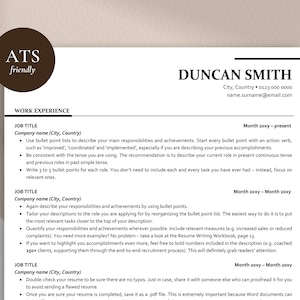 Plantilla de currículum ATS, Diseño de currículum profesional, Plantilla de currículum moderna compatible con ATS, Plantilla Word de currículum y carta de presentación