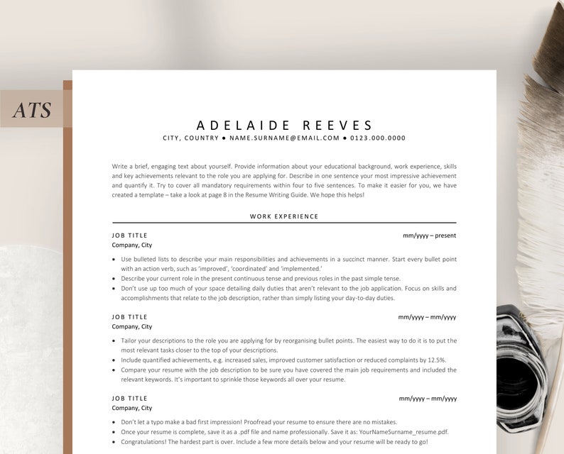 Executive Resume Template, ATS Resume Cover Letter Template, Minimalist Resume Template, Professional CV Template for Word and Pages image 1