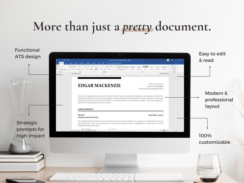 Modern ATS Resume Template, Instant Download CV Design Easy to Edit and Customizable Resume Template Word, Curriculum Vitae image 6