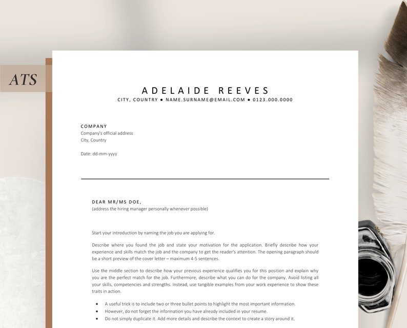 Executive Resume Template, ATS Resume Cover Letter Template, Minimalist Resume Template, Professional CV Template for Word and Pages image 2