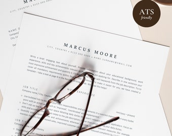 Clean ATS Resume Template, Simple Resume Template, Word, Pages, Minimalist ATS friendly Resume, Cover Letter, 1-3 Page One Column Resume