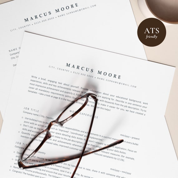Clean ATS Resume Template, Simple Resume Template, Word, Pages, Minimalist ATS friendly Resume, Cover Letter, 1-3 Page One Column Resume