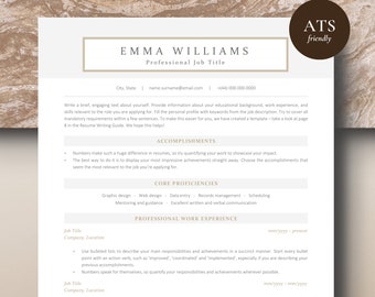 ATS Friendly Resume Template - Word, Pages - Modern ATS Resume Template, CV, Cover Letter and Reference List Template, 1-3 Page Resume