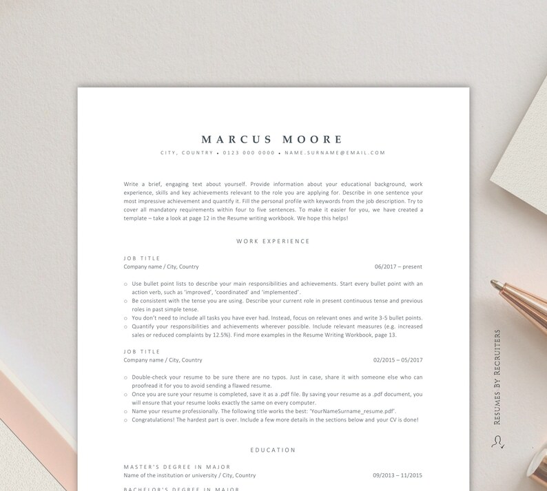 ATS-friendly Resume Templates Instant Download Two CV | Etsy