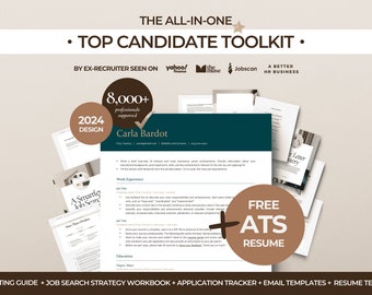 Job Search Bundle, FREE Resume Template + All-in-One Job Application Toolkit, Job Search Strategy Planner, ATS Resume, Cover Letter, Tracker