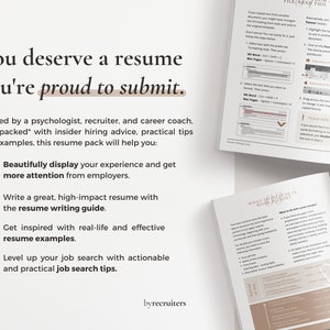 Puede incluir: Una gu&iacute;a de curr&iacute;culum con una lista de verificaci&oacute;n de beneficios, que incluye consejos internos de contrataci&oacute;n, consejos pr&aacute;cticos y ejemplos. La gu&iacute;a est&aacute; dise&ntilde;ada para ayudarte a crear un curr&iacute;culum que te haga destacar entre los empleadores.