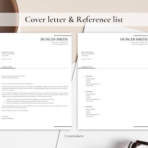 Puede incluir: Una plantilla de carta de presentaci&oacute;n y lista de referencias en blanco y negro con el nombre "Duncan Smith" en la parte superior de cada p&aacute;gina.