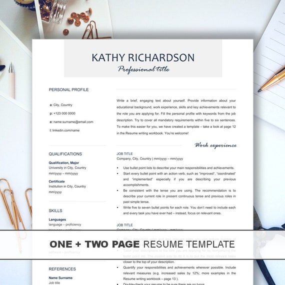 professional resume template free resume writing workbook etsy