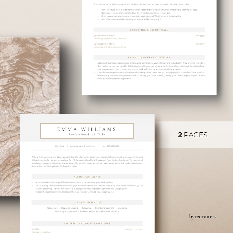 May include: A resume template with a modern design. The template features a minimalist layout with a neutral color scheme. The text is clear and easy to read. The template includes sections for contact information, education, work experience, skills, and accomplishments. The template is designed to help job seekers create a professional and effective resume.