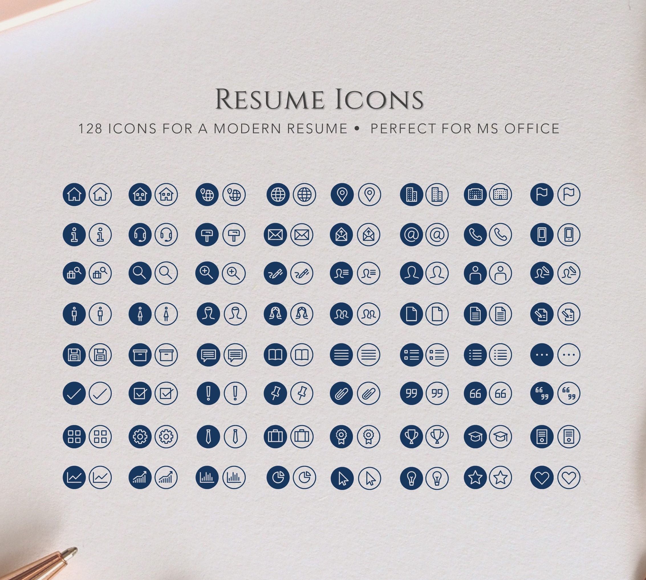 Resume Icons Instant Download 128 Blue Icons For A Resume Etsy