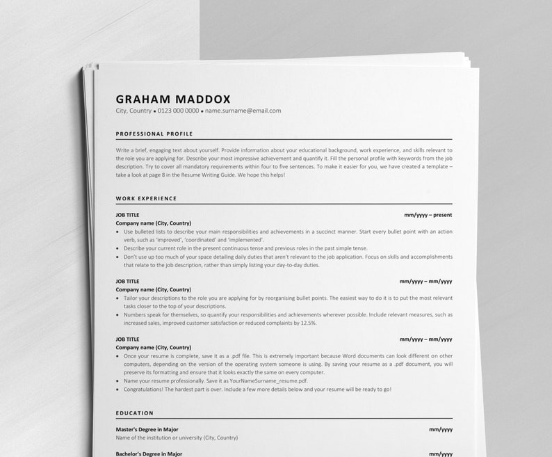 Google Docs Resume Template Instant Download Cv Classic Ats Etsy