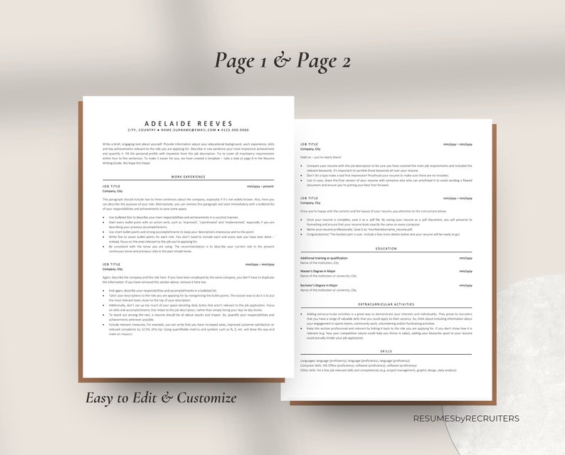 Executive Resume Template, ATS Resume Cover Letter Template, Minimalist Resume Template, Professional CV Template for Word and Pages image 3
