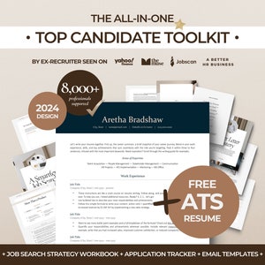 Job Search Bundle with FREE Resume Template, Job Search Strategy, Resume, Cover Letter Workbooks, Templates, Trackers, All-in-One Toolkit