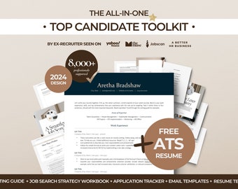 Job Search Bundle + FREE Resume Template, Job Search Strategy, Resume, Cover Letter Workbooks, Templates, Trackers, All-in-One Toolkit