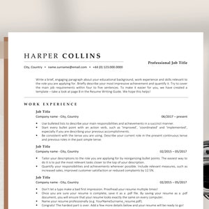 Plantilla de currículum ATS limpio, currículum empresarial, palabra de currículum ATS, currículum minimalista, plantilla de currículum ATS limpio y carta de presentación, currículum funcional