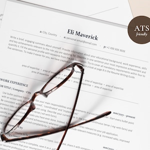 ATS Resume Template, Resume Template Google Docs, Word and Pages, Minimalist Resume, One Column Resume Template + Cover Letter