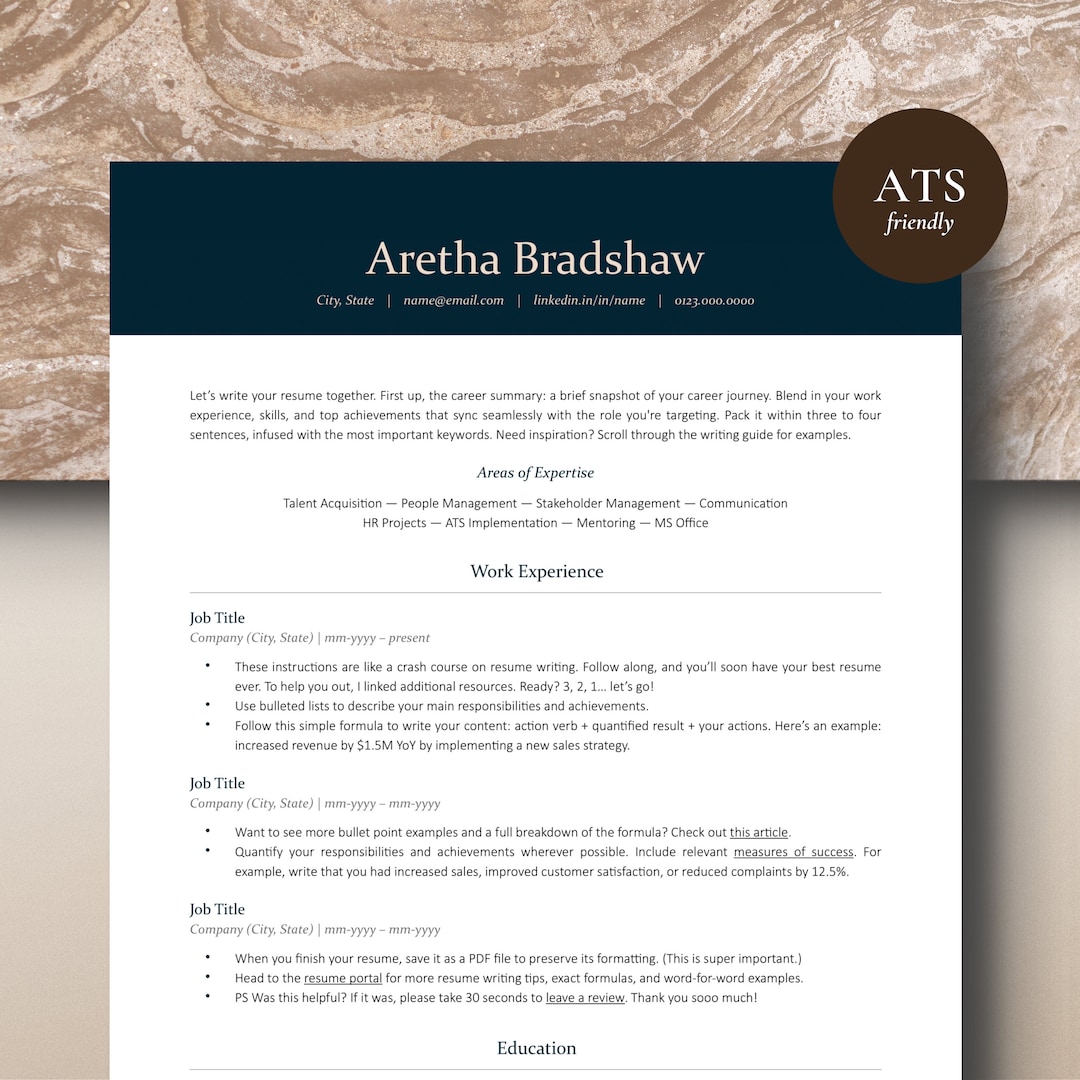 ATS Resume Template 2025, Modern Resume Google Docs, Word, Pages, Ats