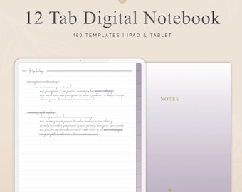 12タブノート、160テンプレート、ハイパーリンク付きタブ、細罫、中罫、太罫、罫線入り、グリッド、ドット、白紙、iPad、Goodnotes、Notability