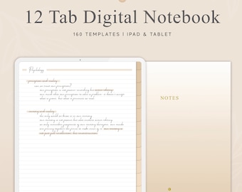 12タブノート、160テンプレート、ハイパーリンク付きタブ、細罫、中罫、太罫、罫線入り、グリッド、ドット、白紙、iPad、Goodnotes、Notability