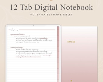 12タブノート、160テンプレート、ハイパーリンク付きタブ、細罫、中罫、太罫、罫線入り、グリッド、ドット、白紙、iPad、Goodnotes、Notability