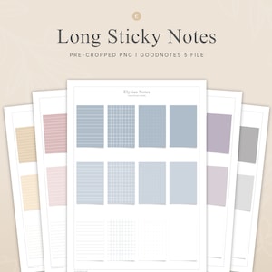 Digitale Long Sticky Notes für digitale Notizen und Planer, Sticky Notes, Sticker Datei, Digital Planner, iPad, Goodnotes, Notability, Noteshelf