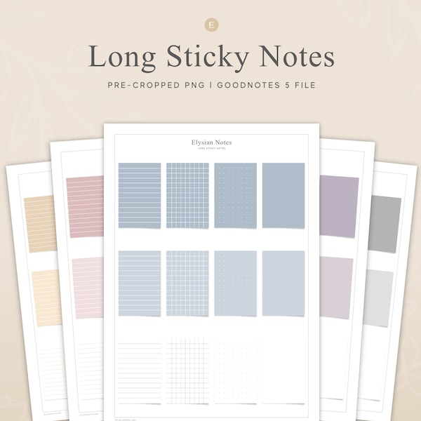 Digital Long Sticky Notes for digital notes and planner, Sticky notes, Sticker file, Digital Planner, iPad, Goodnotes, Notability, Noteshelf