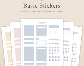300種類以上のデジタルベーシックステッカー、デジタルノート、付箋、ステッカーファイル、デジタルプランナー、iPad、Goodnotes、Notability、Noteshelf