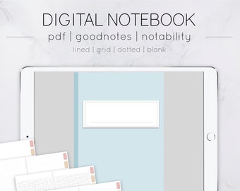 罫線入りグリッドドット入り空白デジタルノートブック、ハイパーリンクタブ付き、横長、パステル、Goodnotes、Notability、デジタルプランナー