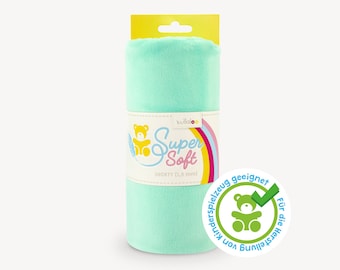 SuperSoft SHORTY (1,5 mm poil) – Minkee / tissu peluche microfibre 100x75cm, ultra doux, menthe verte, approprié à la réalisation de jouets