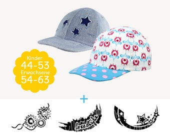 Pattern baseball cap "HAPPY" for children and adults including plotter file - eBook