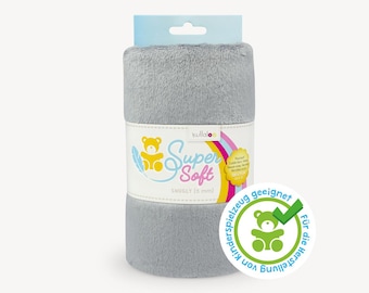 SuperSoft SNUGLY (5 mm poil) – tissu peluche microfibre 100x75 cm, ultra doux, couleur gris argenté, approprié à la réalisation de jouets